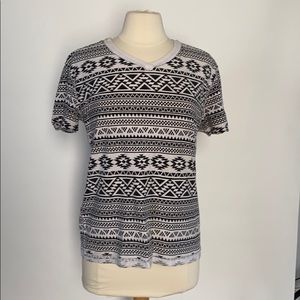 Black and white Aztec print top